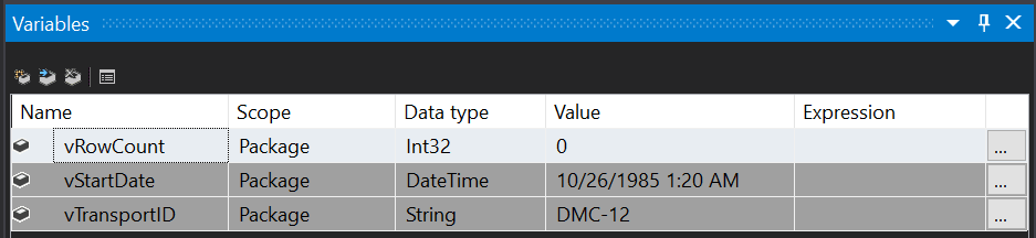 SQL Server Integration Services: The SSIS Variables Window